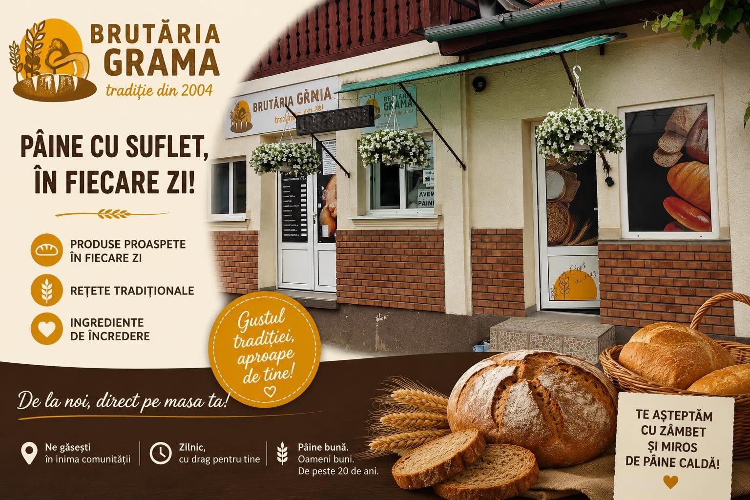 Afișul Brutăriei Grama: Pâine cu suflet, în fiecare zi